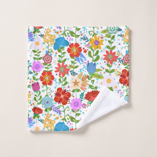 Kleurrijke bladeren en bloemen bad handdoek (Wasdoekje)