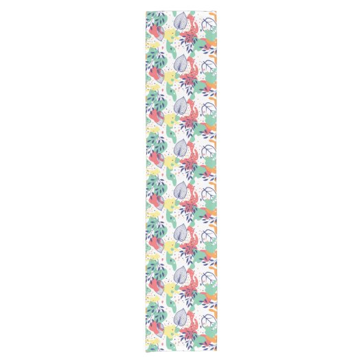 Kleurrijke bladeren en organisch vormpatroon korte tafelloper (Voorkant)