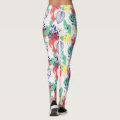 Kleurrijke bladeren en organisch vormpatroon leggings (Achterkant)