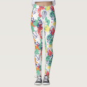 Kleurrijke bladeren en organisch vormpatroon leggings (Voorkant)