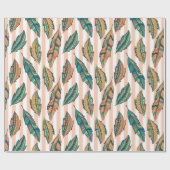 Kleurrijke bladeren en strepen uniek cadeaupapier (Vlak)