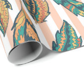 Kleurrijke bladeren en strepen uniek cadeaupapier (Rol Hoek)