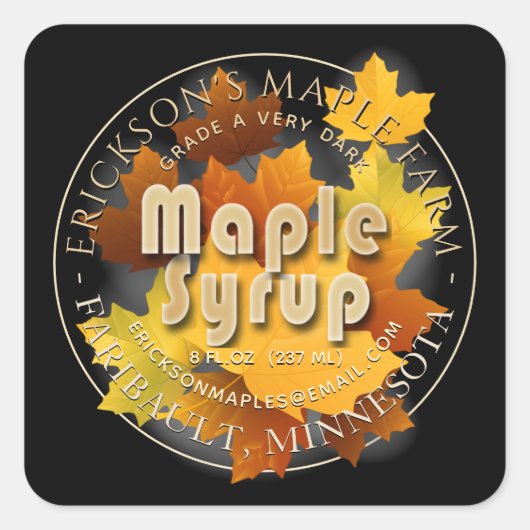 Kleurrijke bladeren esdoornsiroop op maat vierkant vierkante sticker (Voorkant)