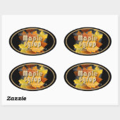 Kleurrijke bladeren esdoornsiroop volledig bewerkb ovale sticker (Vel)