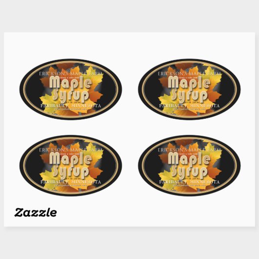 Kleurrijke bladeren esdoornsiroop volledig bewerkb ovale sticker (Vel)