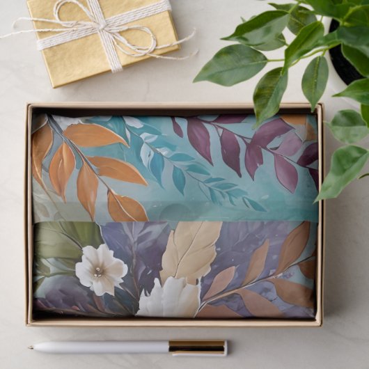 Kleurrijke bladeren Floral-Abstract Beachy Tissuepapier (Geschenk)