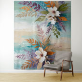 Kleurrijke bladeren Floral-Abstract Beachy Wandkleed (In situ)