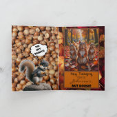Kleurrijke bladeren Funny Squirrel Thanksgiving Ka Bedankkaart (Binnen)