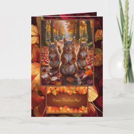 Kleurrijke bladeren Funny Squirrel Thanksgiving Ka Bedankkaart