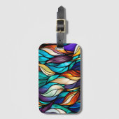 Kleurrijke bladeren in Glas in lood Kijk Bagagelabel (Voorkant (verticaal))