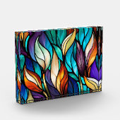 Kleurrijke bladeren in Glas in lood Kijk Fotoblokken (Links)