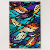 Kleurrijke bladeren in Glas in lood Kijk Legpuzzel (Verticaal)