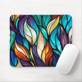 Kleurrijke bladeren in Glas in lood Kijk Muismat (Met muis)