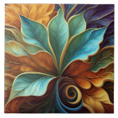 Kleurrijke bladeren in wervelend patroon ontwerp tegeltje (Voorkant)