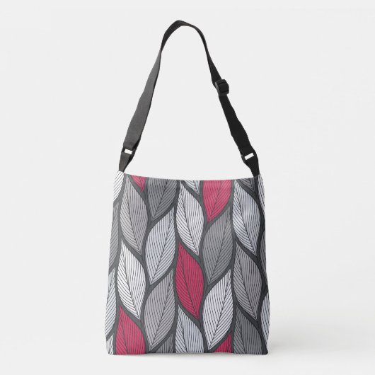 Kleurrijke bladeren: met de hand getekend naadloos crossbody tas (Achterkant)