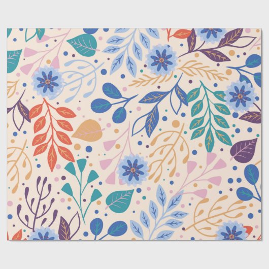 Kleurrijke bladeren Modern Foliage Patroon Cadeaupapier (Vlak)