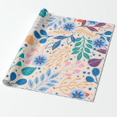 Kleurrijke bladeren Modern Foliage Patroon Cadeaupapier (Uitgerold)