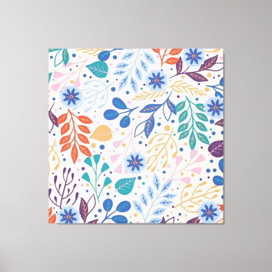 Kleurrijke bladeren Modern Foliage Patroon Canvas Afdruk (Voorkant)