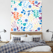 Kleurrijke bladeren Modern Foliage Patroon Canvas Afdruk (Insitu (Slaapkamer))