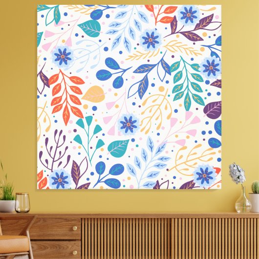 Kleurrijke bladeren Modern Foliage Patroon Canvas Afdruk (Insitu (Woonkamer))