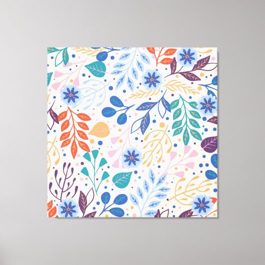 Kleurrijke bladeren Modern Foliage Patroon Canvas Afdruk (Voorkant)