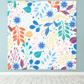 Kleurrijke bladeren Modern Foliage Patroon Canvas Afdruk (Insitu (Houten vloer))