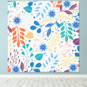 Kleurrijke bladeren Modern Foliage Patroon Canvas Afdruk (Insitu (Houten vloer))