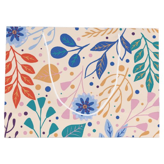 Kleurrijke bladeren Modern Foliage Patroon Groot Cadeauzakje (Achterkant)