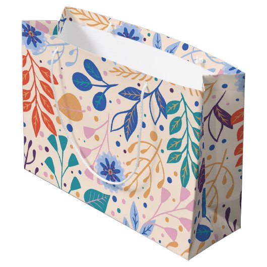 Kleurrijke bladeren Modern Foliage Patroon Groot Cadeauzakje (Achterkant Gekanteld)