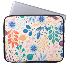 Kleurrijke bladeren Modern Foliage Patroon Laptop Sleeve