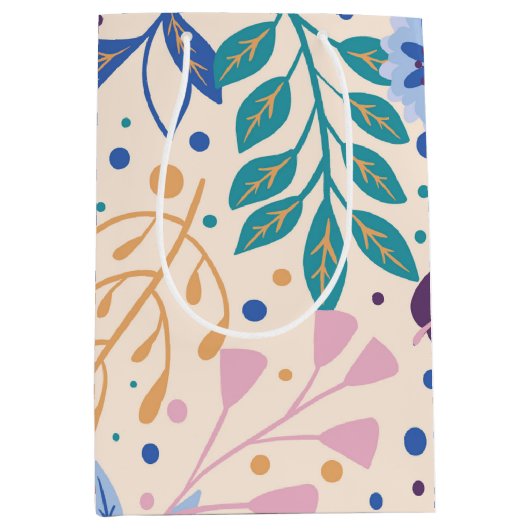 Kleurrijke bladeren Modern Foliage Patroon Medium Cadeauzakje (Voorkant)