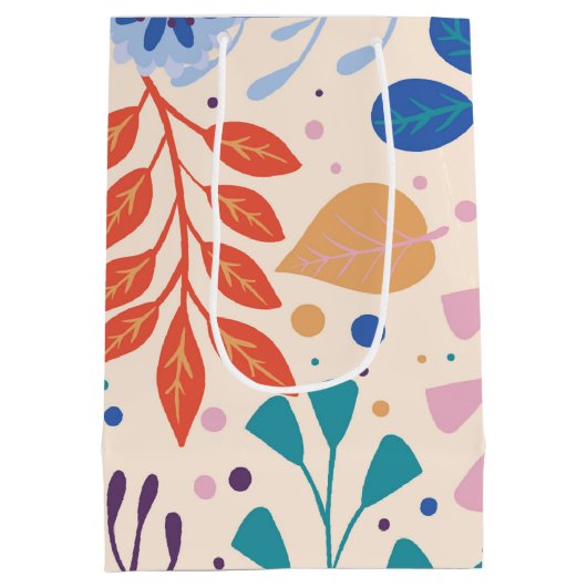 Kleurrijke bladeren Modern Foliage Patroon Medium Cadeauzakje (Achterkant)