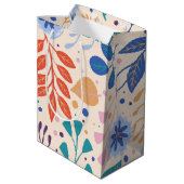Kleurrijke bladeren Modern Foliage Patroon Medium Cadeauzakje (Achterkant Gekanteld)