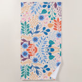 Kleurrijke bladeren Modern Foliage Patroon Strandlaken (Voorkant)