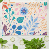 Kleurrijke bladeren Modern Foliage Patroon Theedoek (Gevouwen)