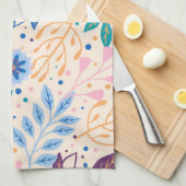 Kleurrijke bladeren Modern Foliage Patroon Theedoek (Quarter Fold)