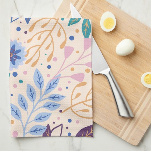 Kleurrijke bladeren Modern Foliage Patroon Theedoek (Quarter Fold)