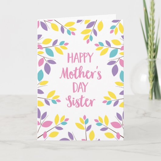 Kleurrijke bladeren Moederdag voor zus Kaart (Voorkant)