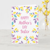 Kleurrijke bladeren Moederdag voor zus Kaart (Gele Bloem)