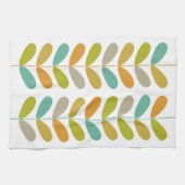 Kleurrijke bladeren op Plant retro mid century mod Theedoek (Horizontaal)