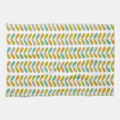 Kleurrijke bladeren op Plant retro Mid Century Pat Theedoek (Horizontaal)