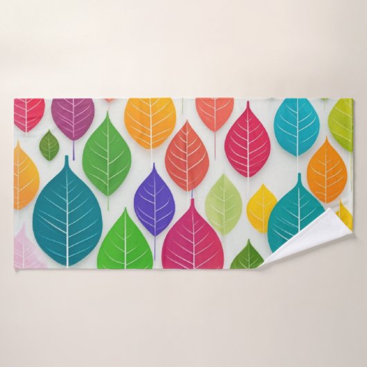 Kleurrijke bladeren Patroon Abstract minimalistisc Badhanddoek (Badhanddoek)