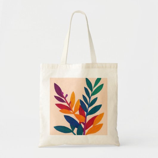 Kleurrijke Bladeren schilderen minimalistische Can Tote Bag (Voorkant)