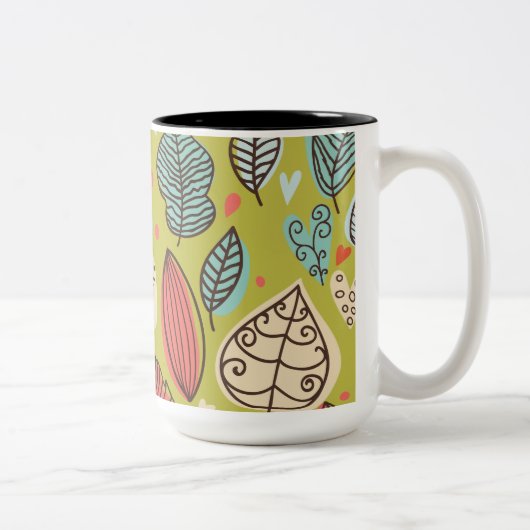 Kleurrijke bladeren tweekleurige koffiemok (Rechts)