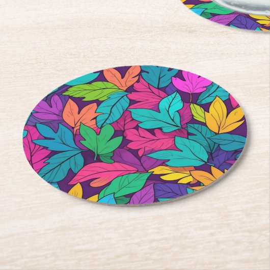 Kleurrijke bladeren Vibrant Herfst Design Ronde Kartonnen Onderzetter (Gebogen)
