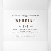 Kleurrijke bladprint bruine herfstbruiloft drieluik uitnodiging (Binnenkant midden)