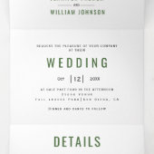 Kleurrijke bladprint mos groene herfst bruiloft drieluik uitnodiging (Binnenkant midden)