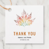 Kleurrijke bladprint sinaasappel Dank je herfst br Bedankjes Labels (Voorkant)