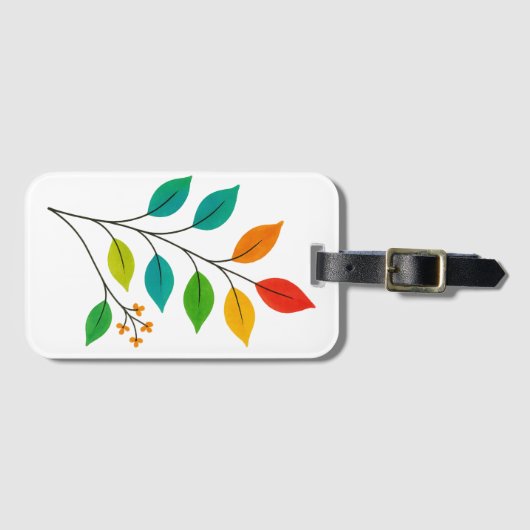 Kleurrijke bladtak illustratie bagagelabel (Voorkant (horizontaal))