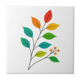 Kleurrijke bladtak illustratie tegeltje